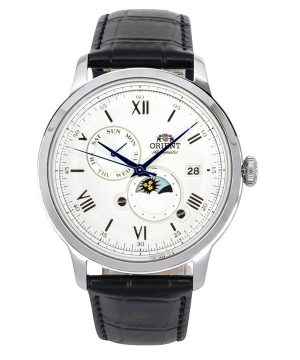 Orient Bambino Version 9 Sun And Moon Phase White Dial Automatic RA-AK0802S10B RA-AK0802S30B Men's Watch